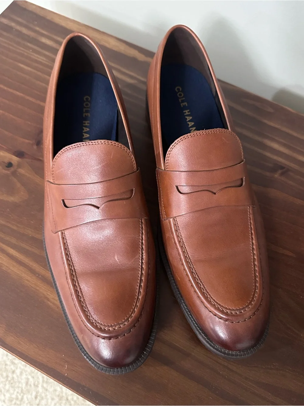 Cole Haan Men's Cognac Leather Penny Loafers